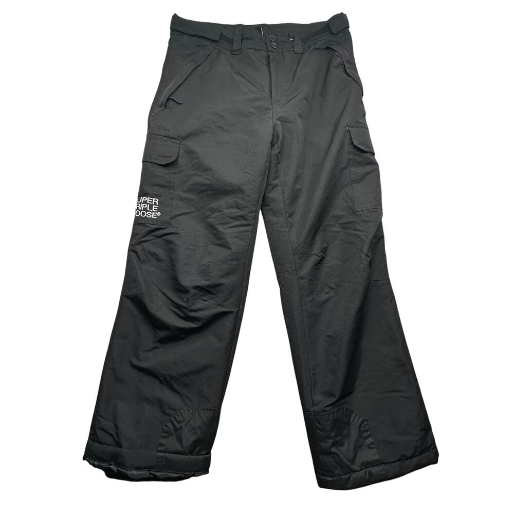 Super Triple Goose Ski Snowboard Pants Medium 30in Inseam Belted Black OSMT114